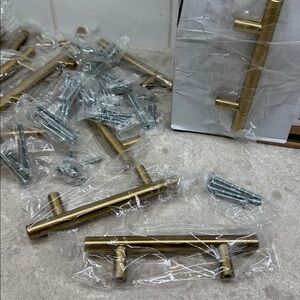 Brass 5” Cabinet Handles with Screws Quantity 15. Brand New